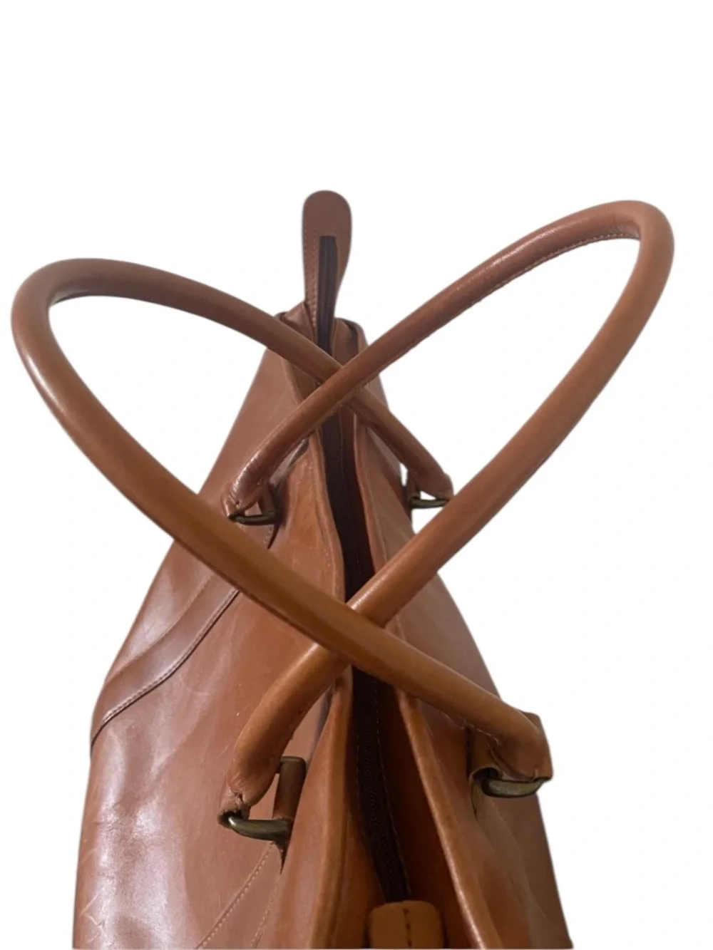 Vintage 1990s L.L. Bean Brown Genuine Leather Field & Town Satchel Tote Bag
